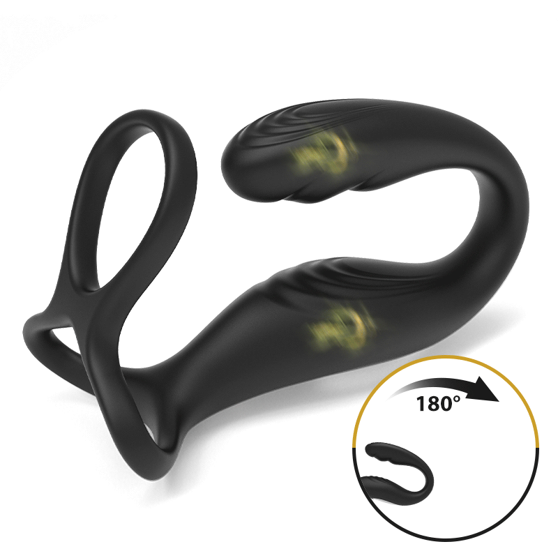REYER Wearable Prostate Massager 10 Quiet Vibrations Dual Cock Ring