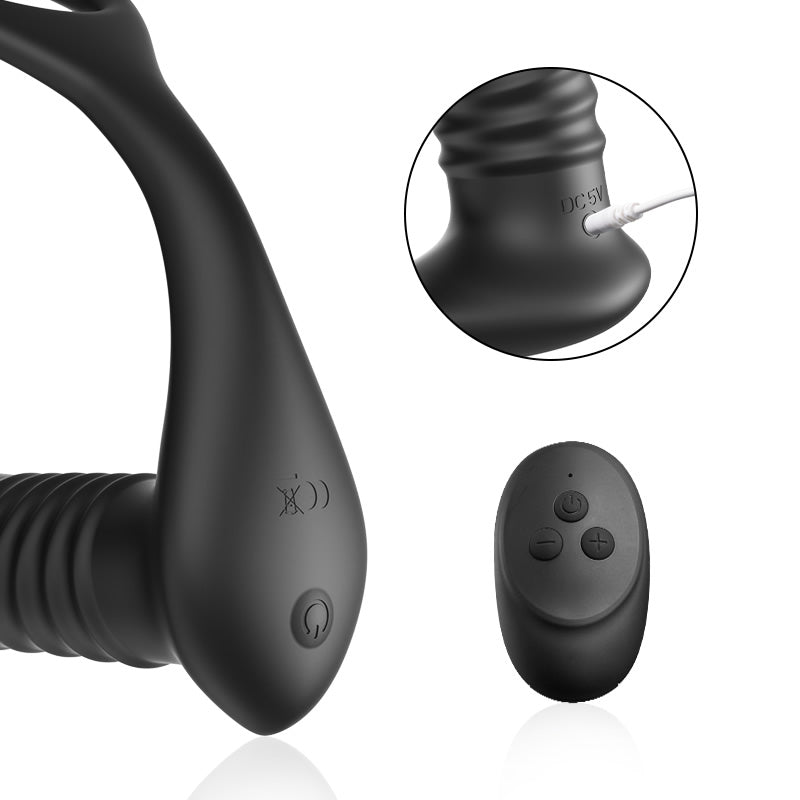 Vibrating Prostate Massager With Penis Ring —— Triple Stimulation