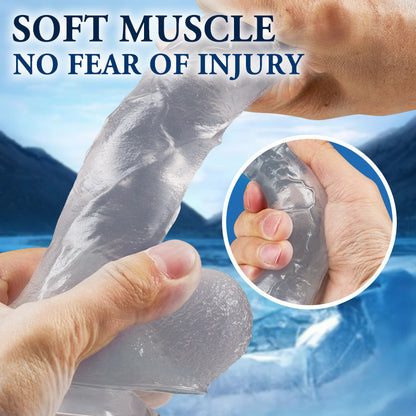Acmejoy-Manual Transparent 7.4 in Suction Cup Large Dildo