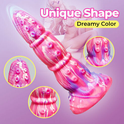 Leo 8 Inch Monster Silicone Rainbow Dildo with Suction Cup