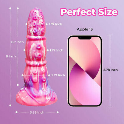 Leo 8 Inch Monster Silicone Rainbow Dildo with Suction Cup