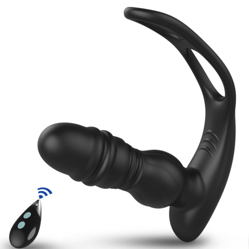 جهاز تدليك البروستاتا للرجال Acmejoy 7 Thrusting 7 Vibrating Dual Cock Ring