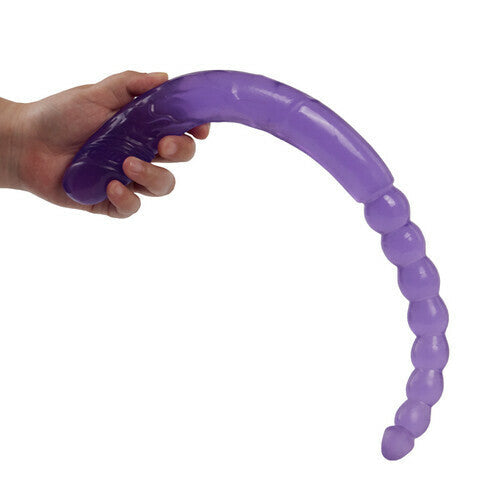 AcmeJoy  Purple Double-ended Manual Anal Beads and Glans 2 in 1 Dildo 18.5 Inch