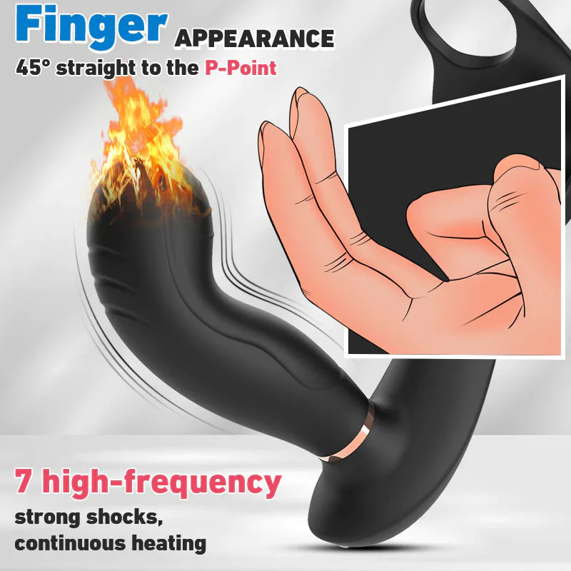 Bill 7X7 Vibrating & Pulsating Balls& Heating Teasing Butt Plug with Cock Ring