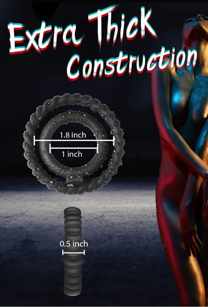 Silicone Dual Penis Ring, Premium Stretchy Longer Harder Stronger Erec