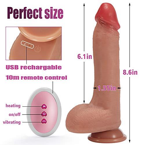 8.6-Inch 9-Frequency Vibration Remote Control Wiggling Heating Realistic Dildo
