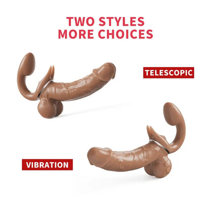 G-Spot Wearing Dual Head Waterproof Telescopic Dildo Vibrator