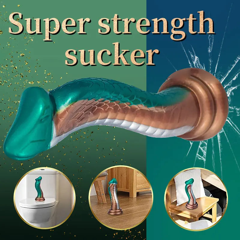 قضيب اصطناعي ضخم على شكل ثعبان مزود بكأس شفط قوي