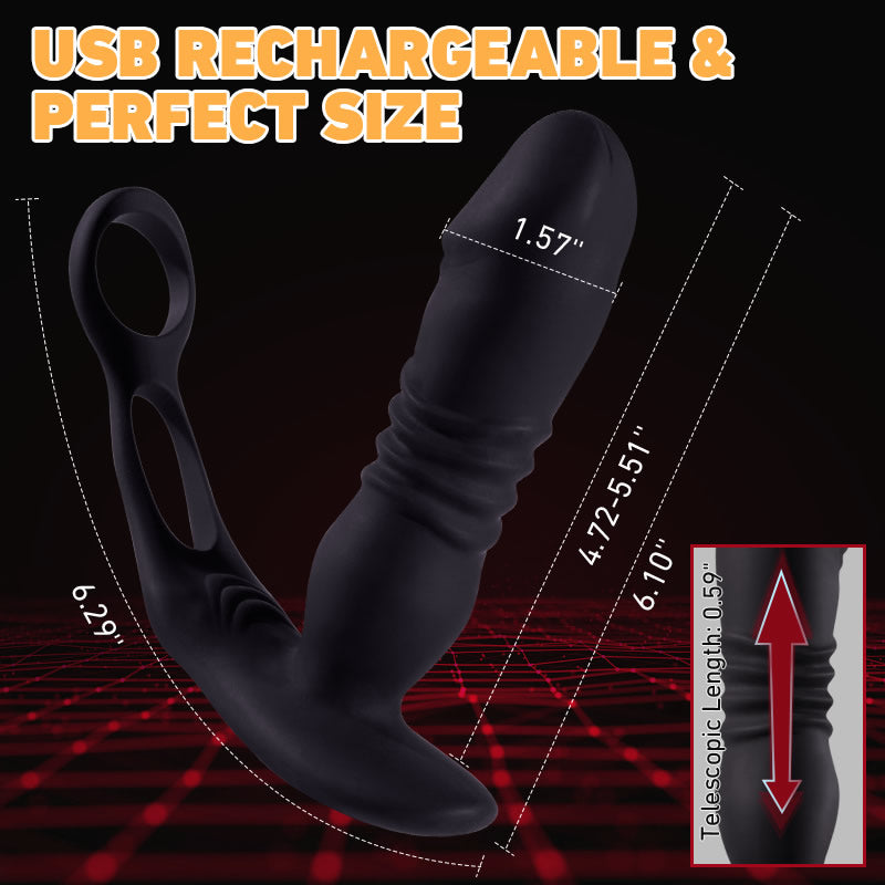 SAUL Glans 3 -Thrusting & 12 -Vibrating Cock Rings Prostate Massager
