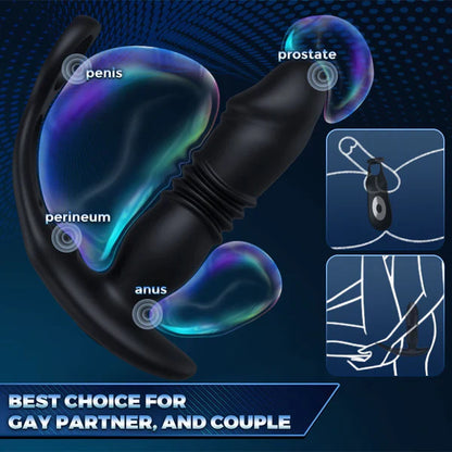 Exquisite 3-Thrusting & 12-Vibrating Cock Rings Prostate Massager