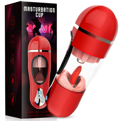 Wanle Night Battle Cup Men's Masturbation Device Deep Throat Oral Love Intelligent Heating Tongue Licking Interactive Pronunciation Airplane Cup Fun