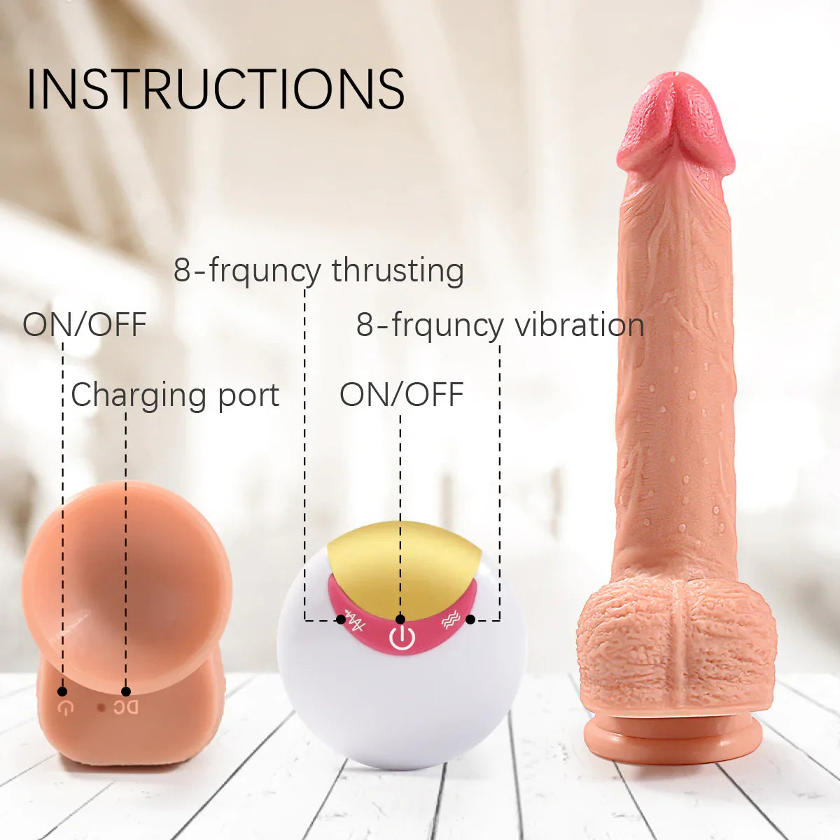 8 Vibration Modes Auto Huge Dildo 8.7 inch G-Spot Thrusting