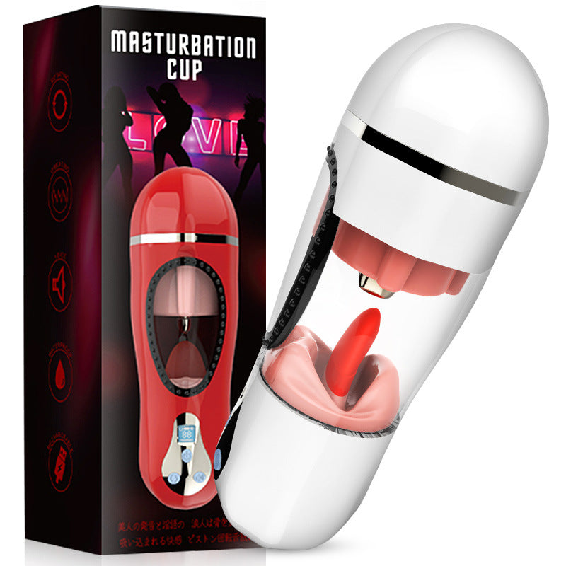 Wanle Night Battle Cup Men's Masturbation Device Deep Throat Oral Love Intelligent Heating Tongue Licking Interactive Pronunciation Airplane Cup Fun