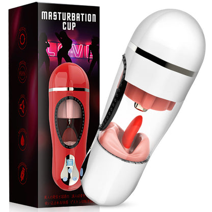 Wanle Night Battle Cup Men's Masturbation Device Deep Throat Oral Love Intelligent Heating Tongue Licking Interactive Pronunciation Airplane Cup Fun