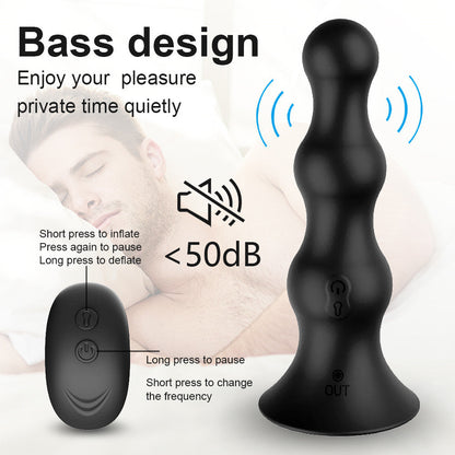 Wireless remote control electric telescopic prostate massager - inflatable