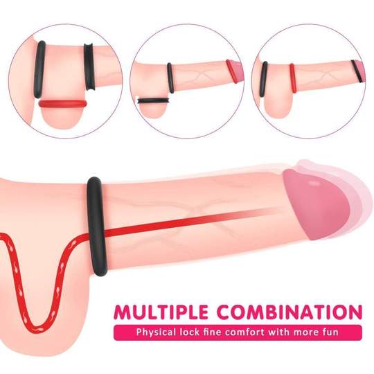 S-HANDE 1.5-Inch Premium Stretchy Longer Harder Stronger Erection Cock Ring Set