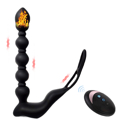 Male masturbation with posterior plug pulling bead stick - long size